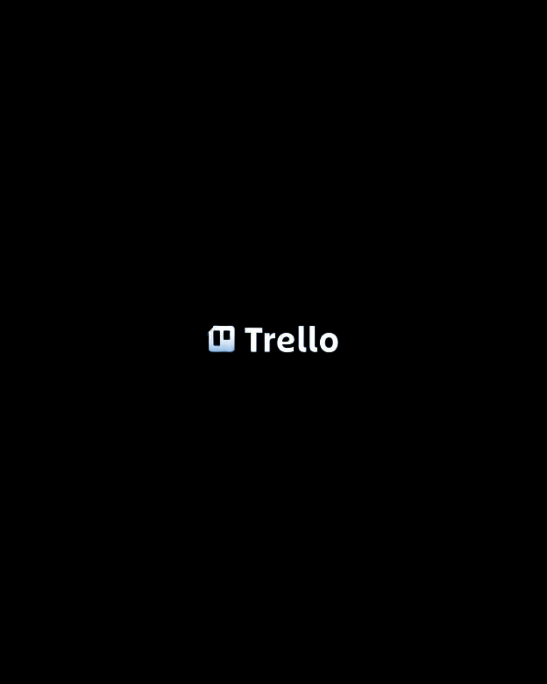 Trello-Logo auf schwarzem Hintergrund.